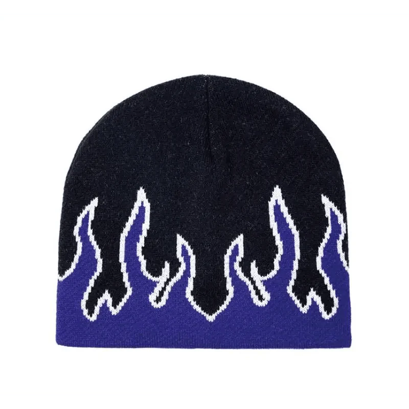 Unisex Modern Fire Design Soft Warm Beanies Comfortable Winter One Size Caps For Men And Women