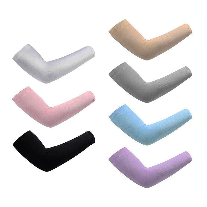 Unisex One Size Compression Cooling Sleeves UV Sun Protection Cooling Arm Sleeves With Thumb Hole Compression Sports Tattoo Cover Up Sleeve For Sports Long Arm Cover Anti-Slip Warmers Outdoor Sports Sunblock Cover