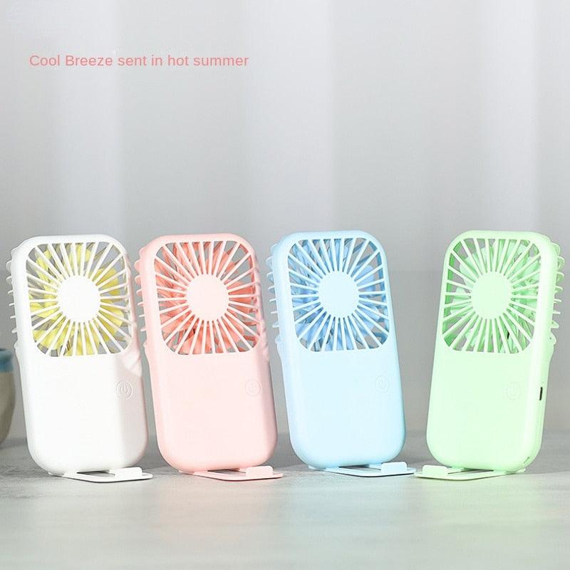 USB Mini Fan Portable Pocket Fan Cartoon Handheld Desktop Rechargeable Standing Fan Three Gear Wind Speed Regulation Battery Operated USB Small Fan with 3 Speeds for Home Office Car Outdoor Travel