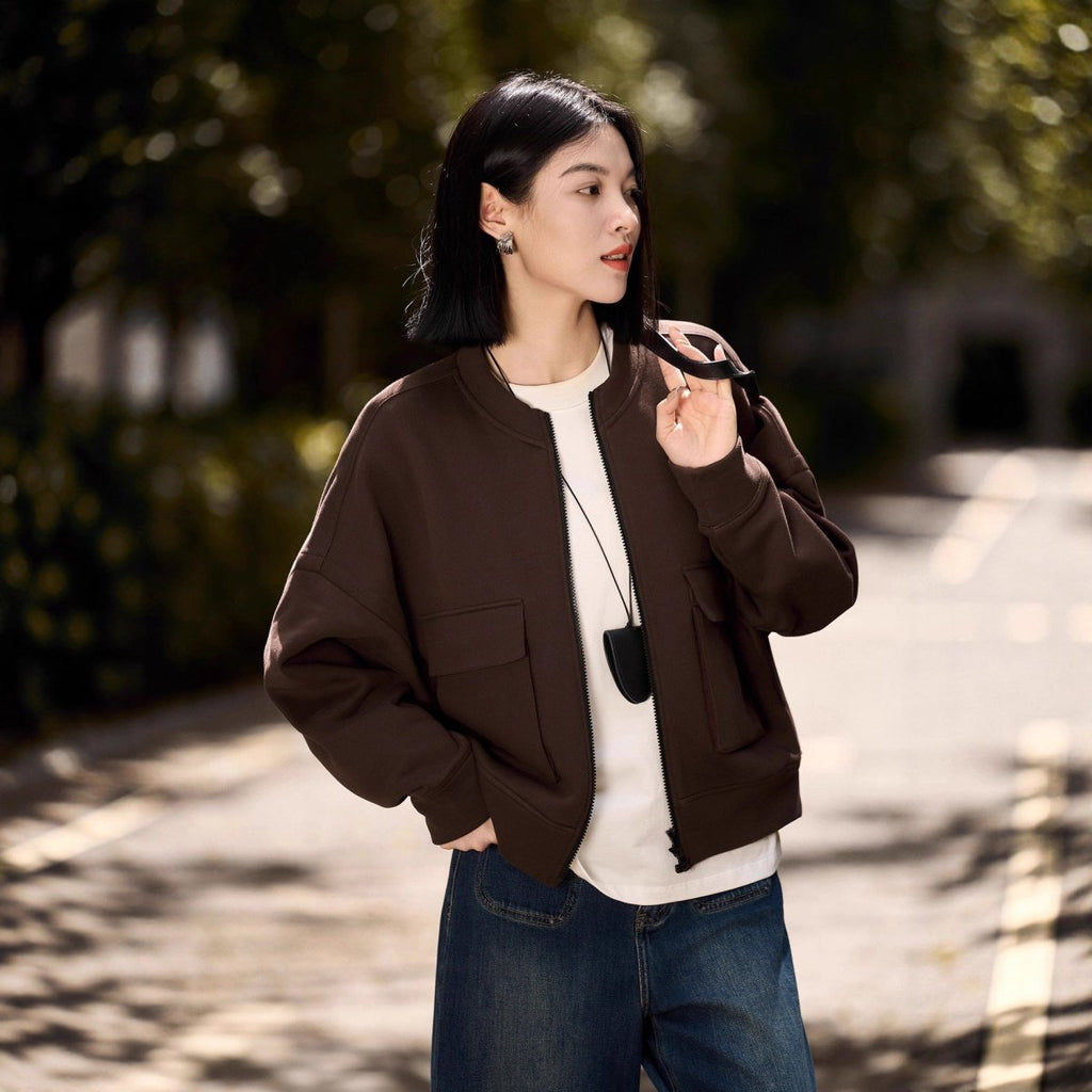 Utility Bomber Jacket | Fleece-Lined Cargo Pocket Jacket(MS245)