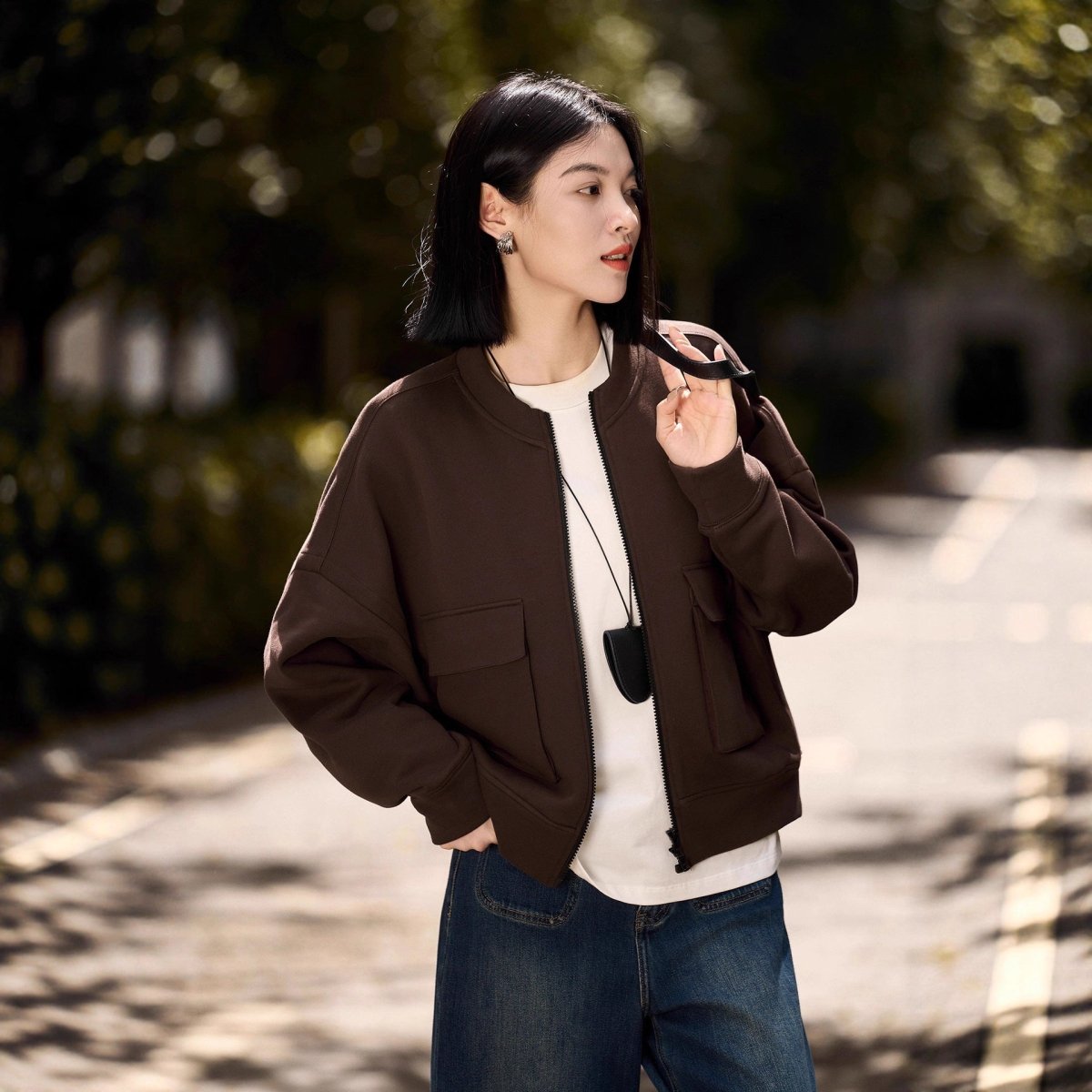 Utility Bomber Jacket | Fleece-Lined Cargo Pocket Jacket(MS245)