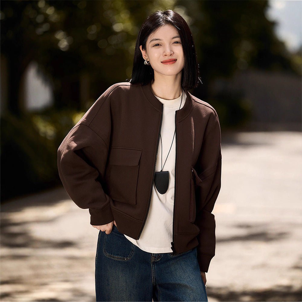 Utility Bomber Jacket | Fleece-Lined Cargo Pocket Jacket(MS245)