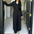 V-Neck Button-Through Longline Cardigan & Wide-Leg Trouser Set(MS470)