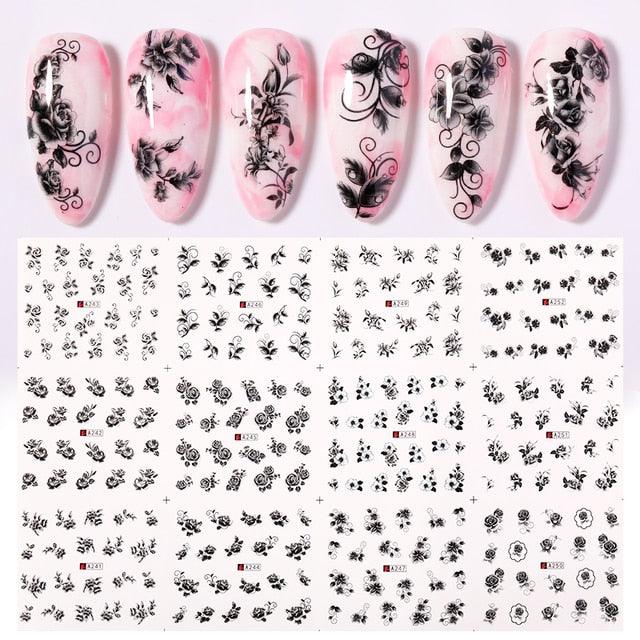 Valentines Heart Letter Flower Nail Stickers Sliders For Nails Water Decals Sticker Tips Manicure Decals for Nail Art Decoration Including Hearts Stars Letters Bowknot Leaves Flowers Plants Fruits Butterflies Nail Art Decoration