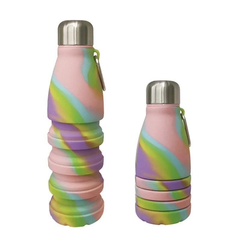 550ML Portable Silicone Bottle Retractable Folding Water Bottle Outdoor Sports Travel Drinking Cup with Large Capacity Silicone Foldable Sports Bottle Reusable Folding Travel Water Container for Gym Camping Hiking Fishing
