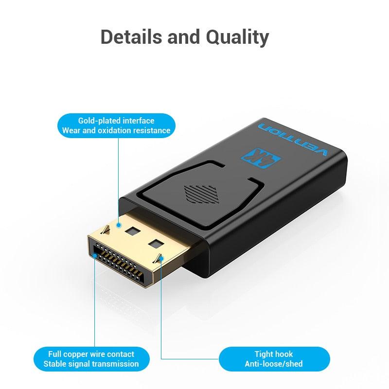 Vention DP To HDMI Adapter And 4K DP To HDMI Video Audio Converter for PC Laptop Projector Monitor