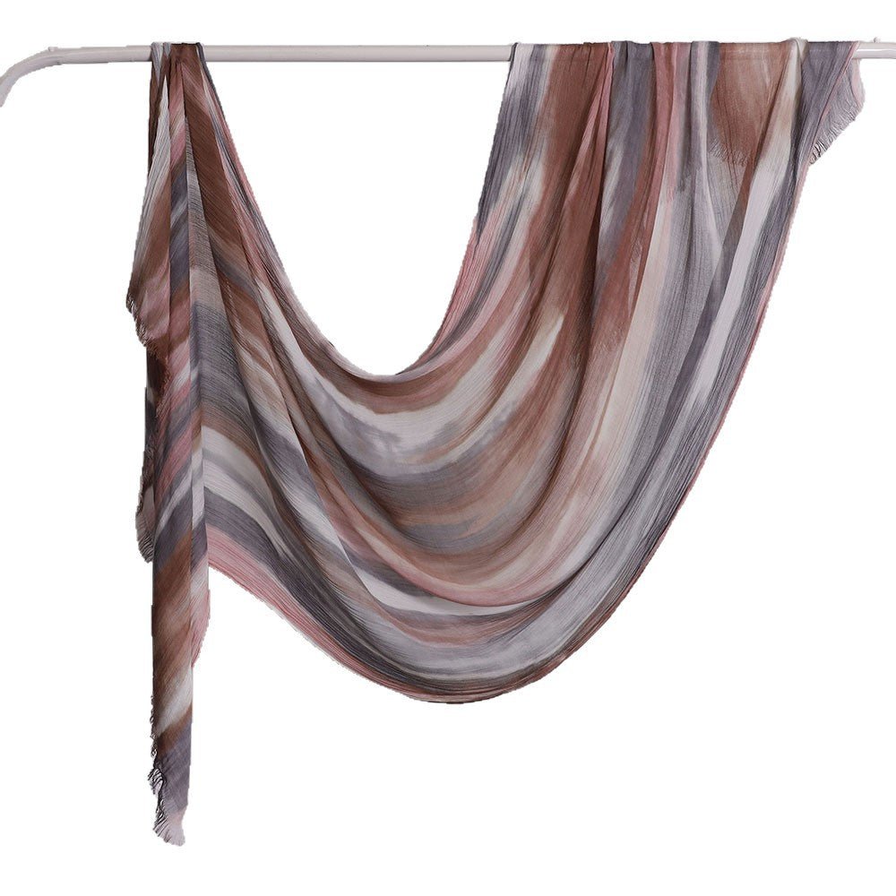 Versatile Printed Striped Pleated Shawl Hijab (MH180)