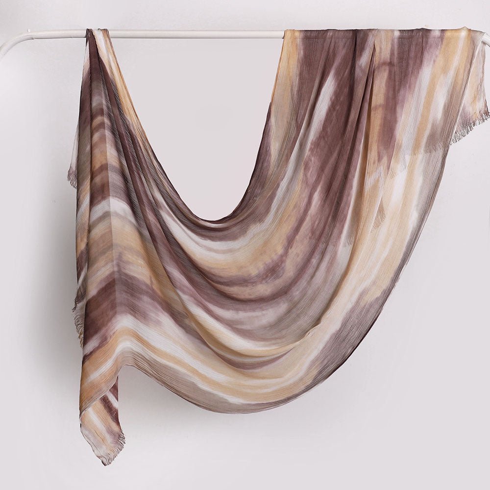 Versatile Printed Striped Pleated Shawl Hijab (MH180)