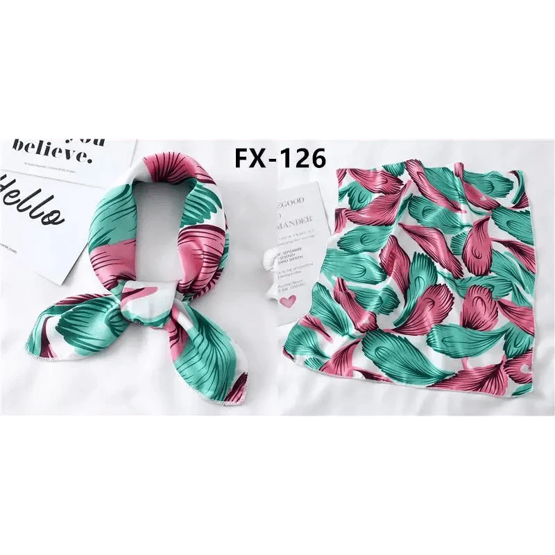 Versatile Square Silk Scarf For Women Fashionable Printed Small Neck Scarfs Office Lady Hair Band Foulard Hand For Female Bandana Shawl