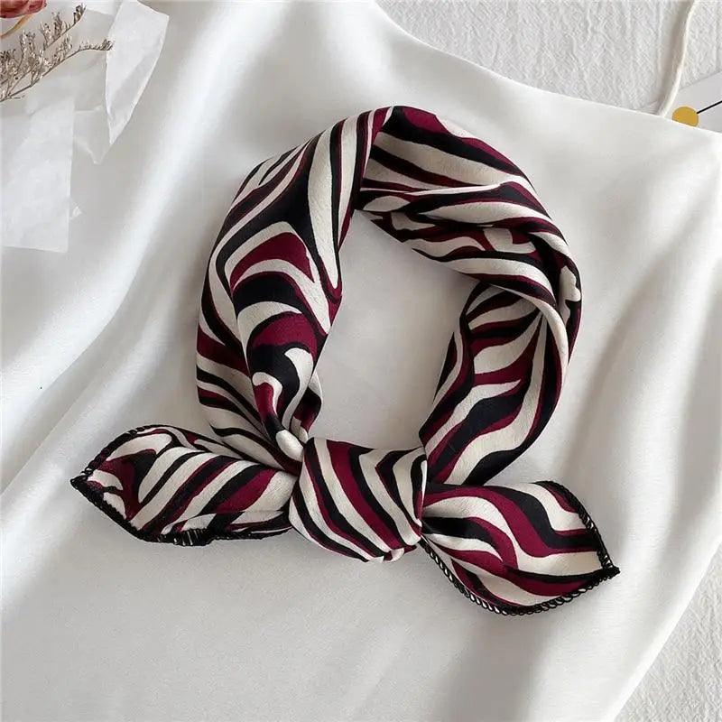 Versatile Square Silk Scarf For Women Fashionable Printed Small Neck Scarfs Office Lady Hair Band Foulard Hand For Female Bandana Shawl