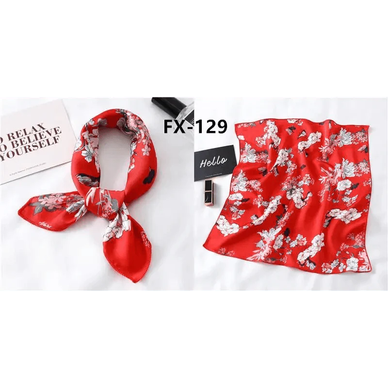 Versatile Square Silk Scarf For Women Fashionable Printed Small Neck Scarfs Office Lady Hair Band Foulard Hand For Female Bandana Shawl