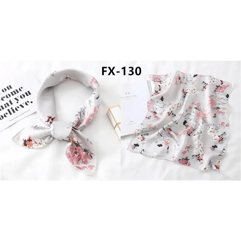 Versatile Square Silk Scarf For Women Fashionable Printed Small Neck Scarfs Office Lady Hair Band Foulard Hand For Female Bandana Shawl