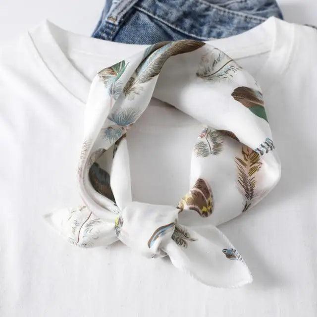 Versatile Square Silk Scarf For Women Fashionable Printed Small Neck Scarfs Office Lady Hair Band Foulard Hand For Female Bandana Shawl