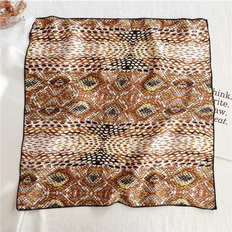 Versatile Square Silk Scarf For Women Fashionable Printed Small Neck Scarfs Office Lady Hair Band Foulard Hand For Female Bandana Shawl