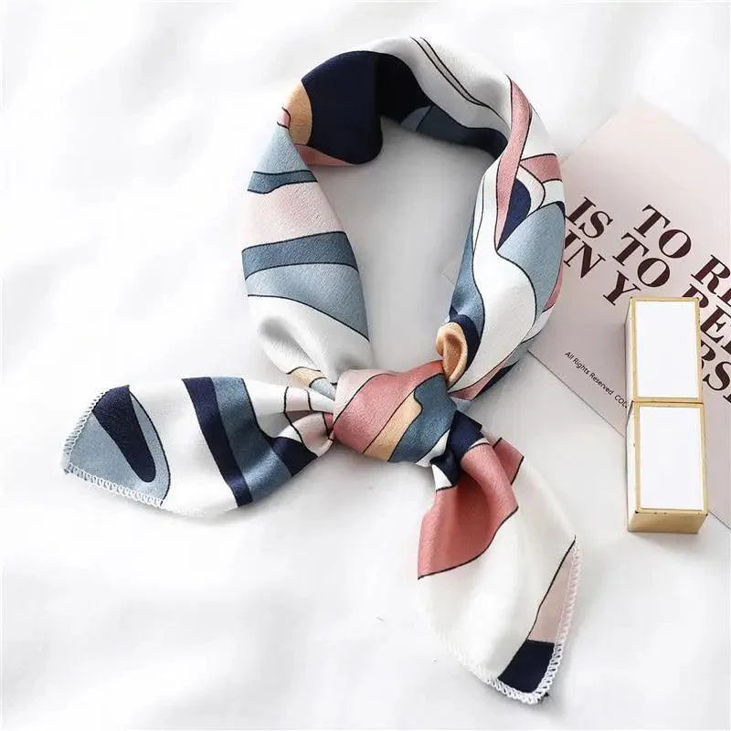Versatile Square Silk Scarf For Women Fashionable Printed Small Neck Scarfs Office Lady Hair Band Foulard Hand For Female Bandana Shawl