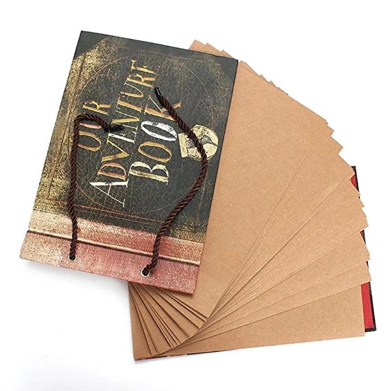 Vintage 20 Pcs 40 Pages Kraft Paper Sheets Card Our My Adventure Book Album Handmade DIY Photo Scrapbook Photo Album Gifts For Scrape book Lovers