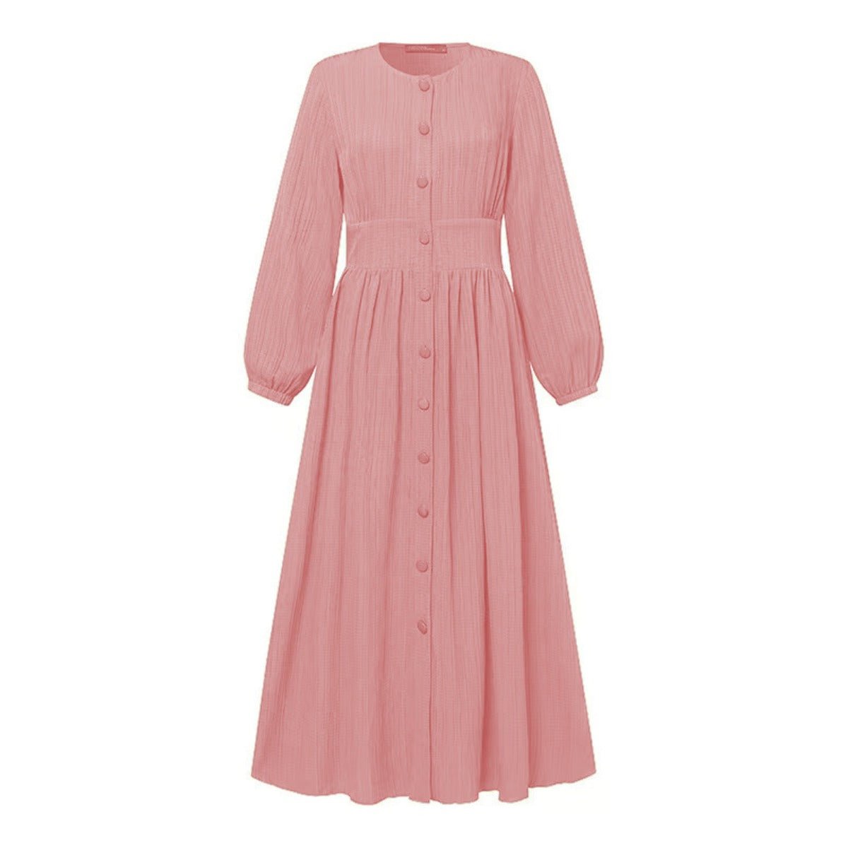 Vintage Button-Front Abaya Dress | Long Sleeve Modest Robe (MA256)