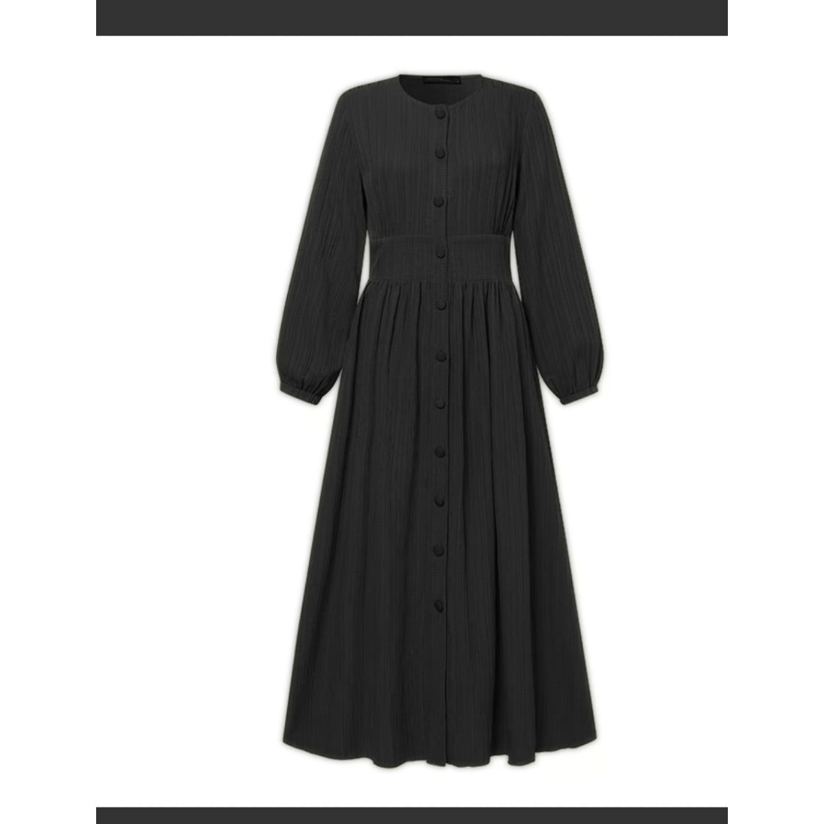 Vintage Button-Front Abaya Dress | Long Sleeve Modest Robe (MA256)