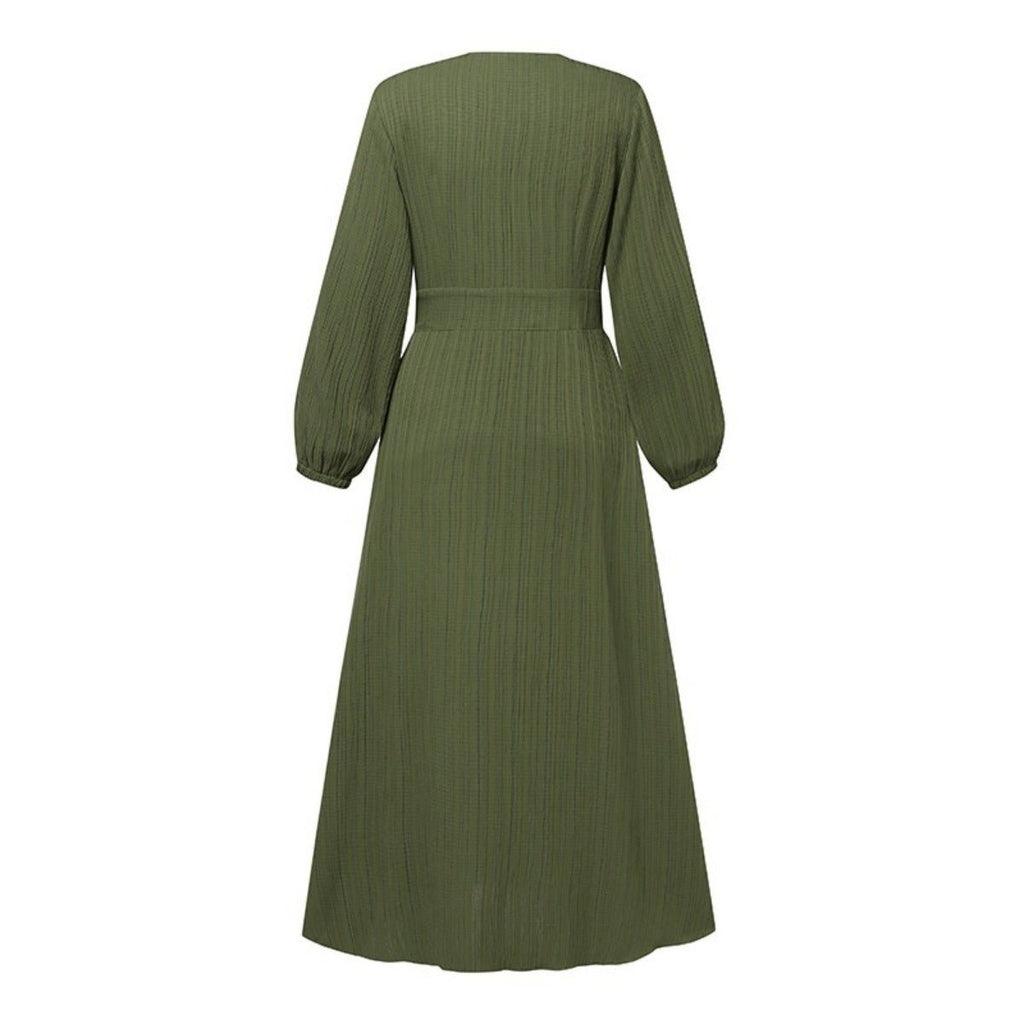 Vintage Button-Front Abaya Dress | Long Sleeve Modest Robe (MA256)