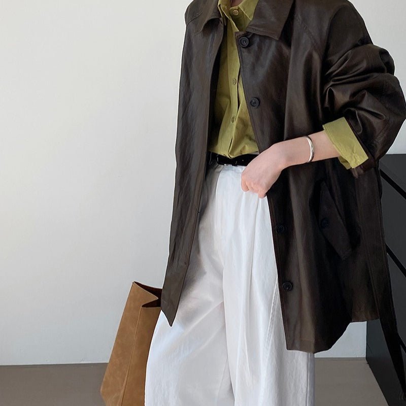Vintage Faux Leather Jacket (MS149)