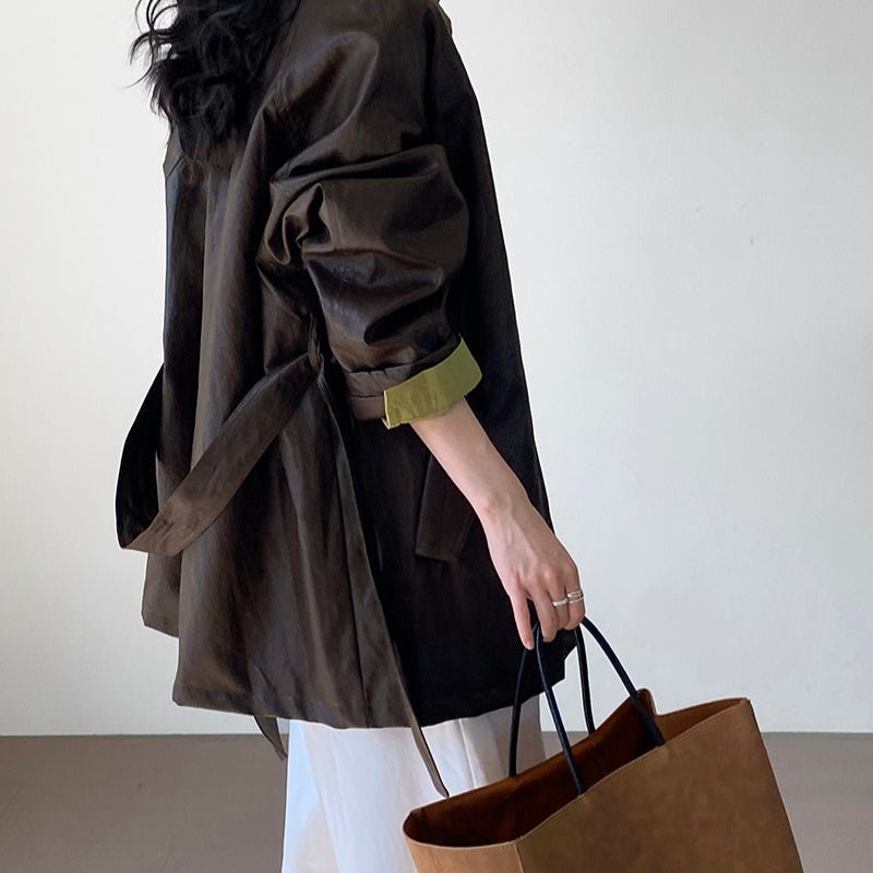 Vintage Faux Leather Jacket (MS149)