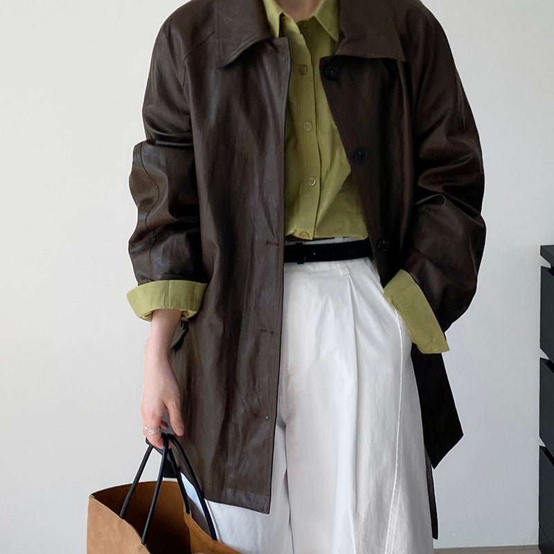 Vintage Faux Leather Jacket (MS149)