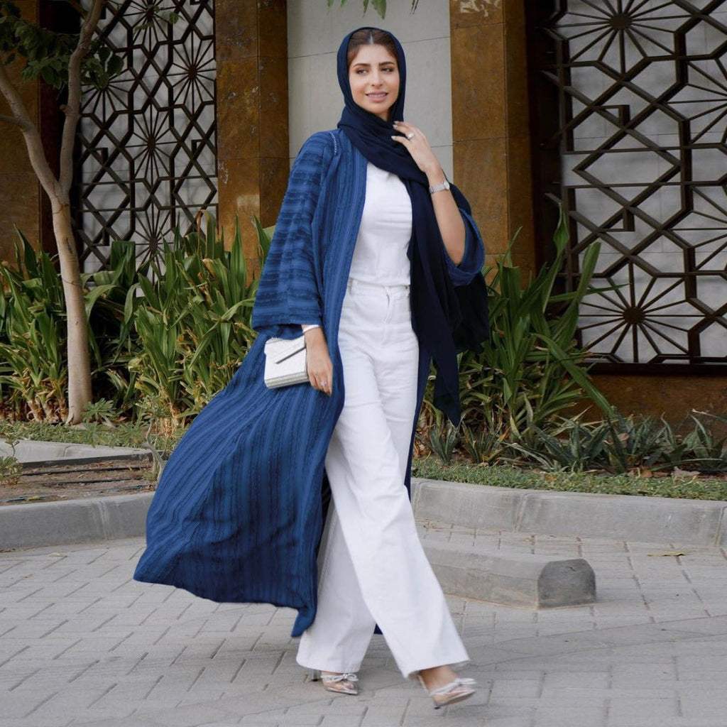 Vintage Knitted Cardigan Abaya | Modest Longline Open Front Jacket for Women (MOA217)