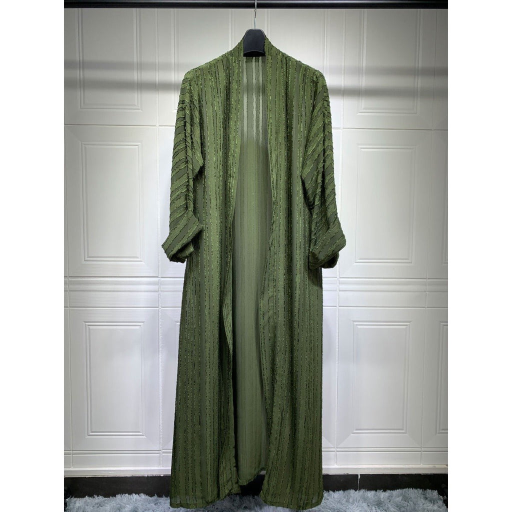 Vintage Knitted Cardigan Abaya | Modest Longline Open Front Jacket for Women (MOA217)