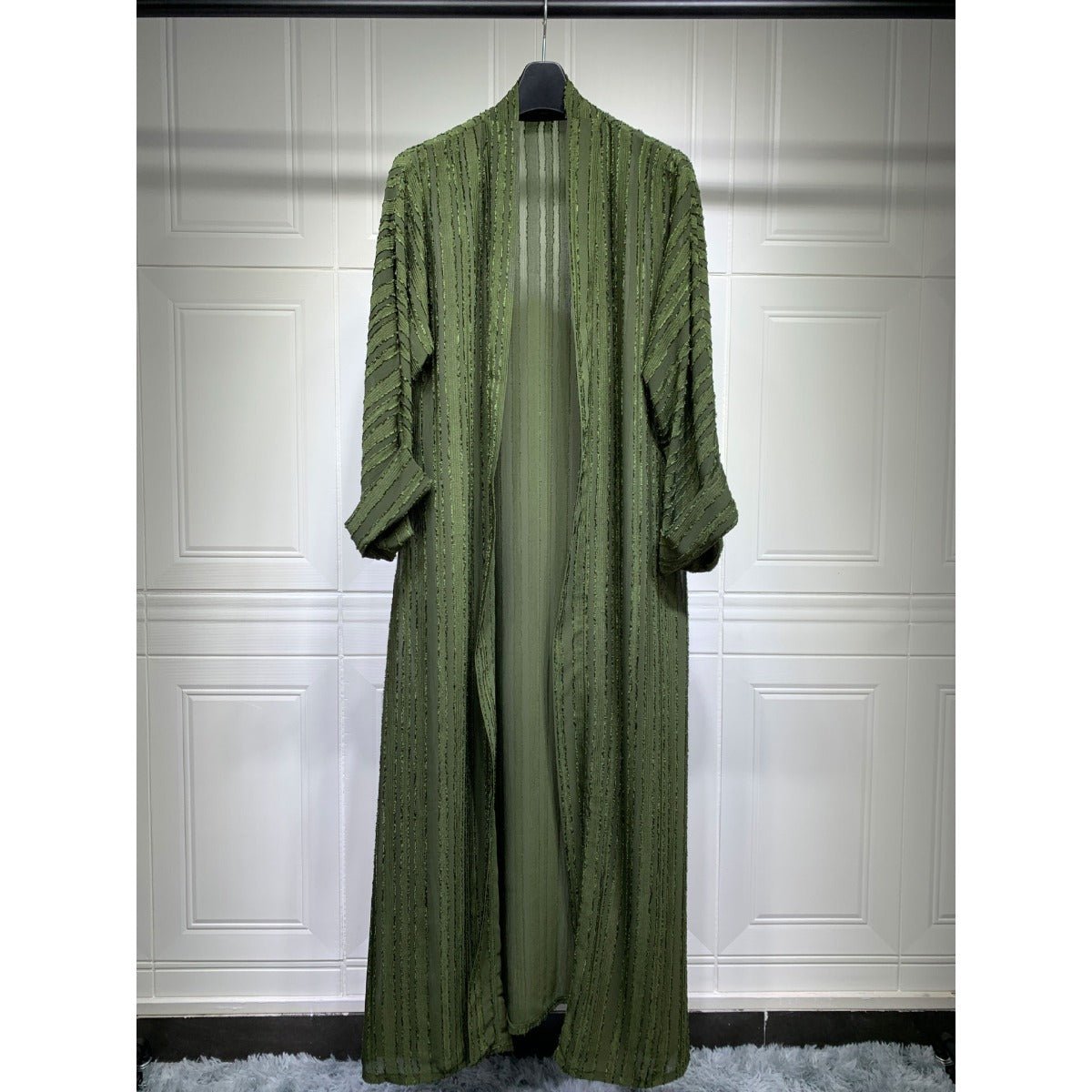 Vintage Knitted Cardigan Abaya | Modest Longline Open Front Jacket for Women (MOA217)