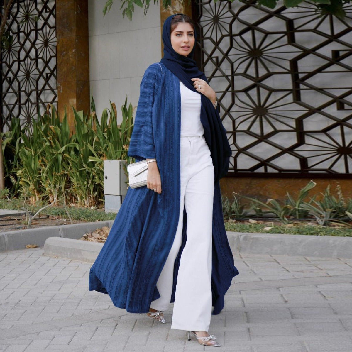 Vintage Knitted Cardigan Abaya | Modest Longline Open Front Jacket for Women (MOA217)