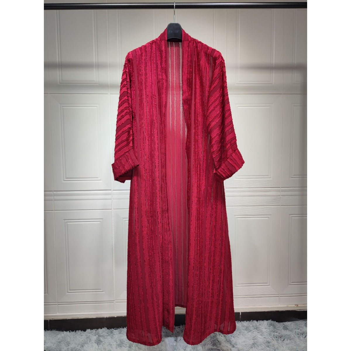 Vintage Knitted Cardigan Abaya | Modest Longline Open Front Jacket for Women (MOA217)