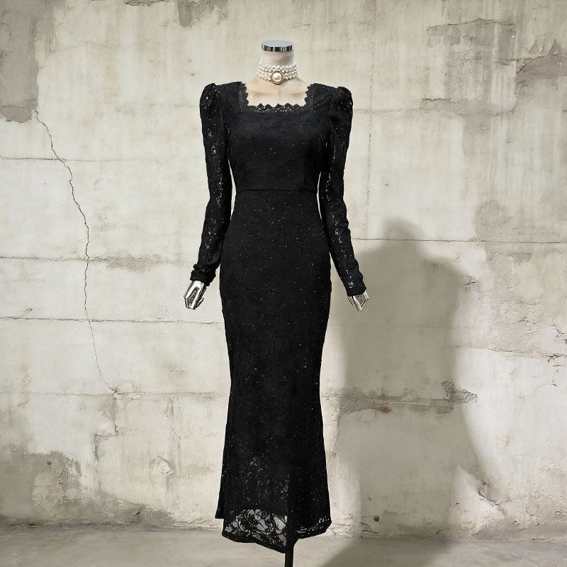 Vintage Lace Fishtail Dress (MS394)
