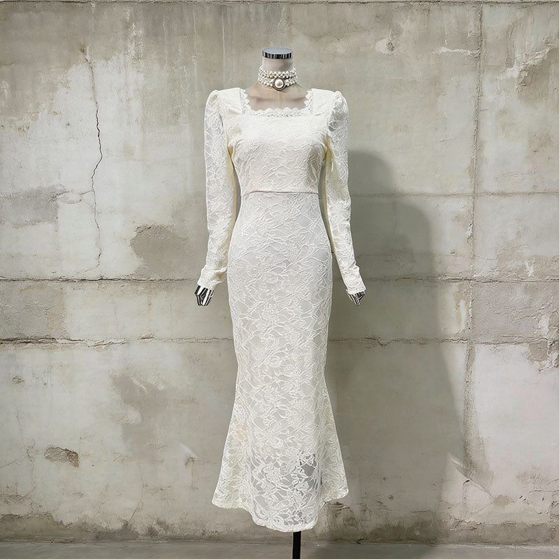 Vintage Lace Fishtail Dress (MS394)