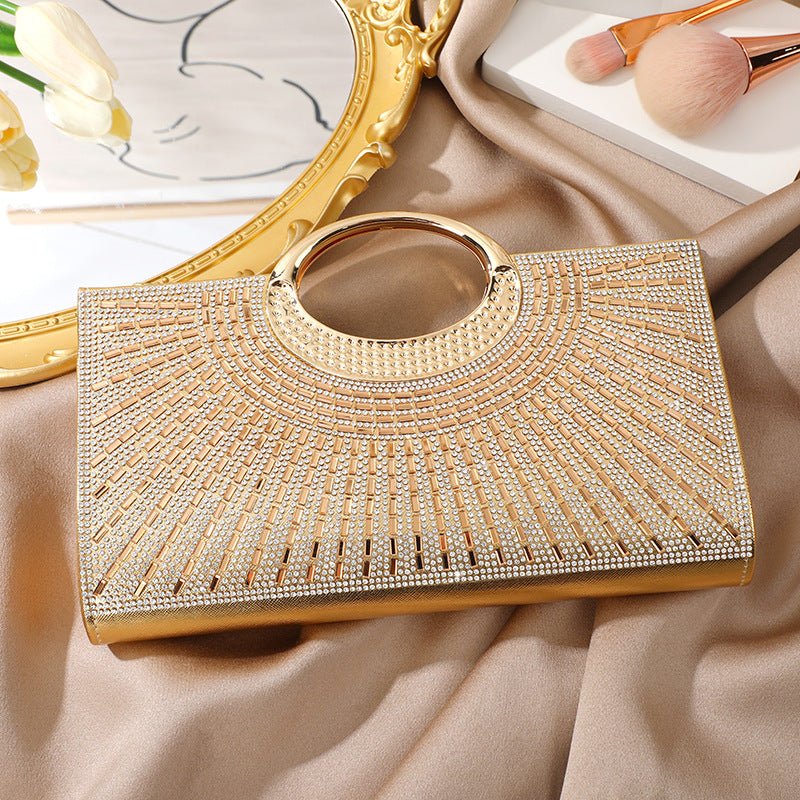Vintage Large Circular Handle Rhinestone Sparkly Clutch Bag(MAC430)