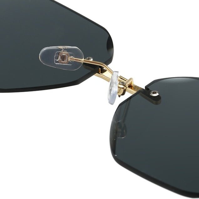 Vintage Rimless Cut Edge Sunglasses - Frameless Polygon Statement Piece (MAC266)