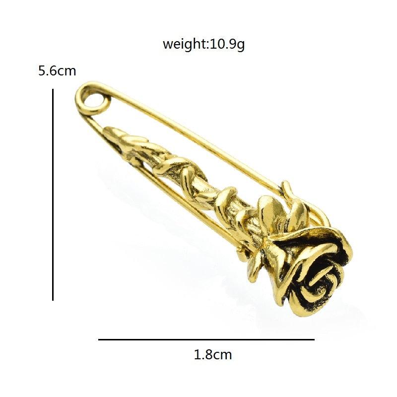 Vintage Rose-flower Safety Pins For Women Men Classic Suits Scarf Trousers Brooches Gifts Jewelry Making Charms Findings Supplies Crafting Safety Pins