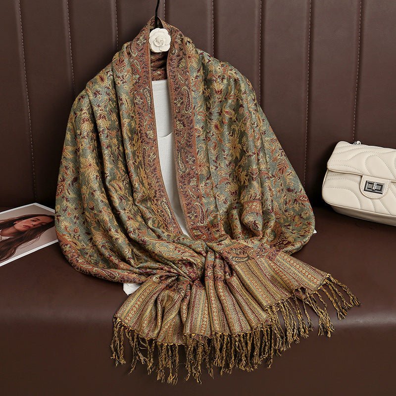 Vintage Shawl Cashew Flower Tassel Hijab (MH101)