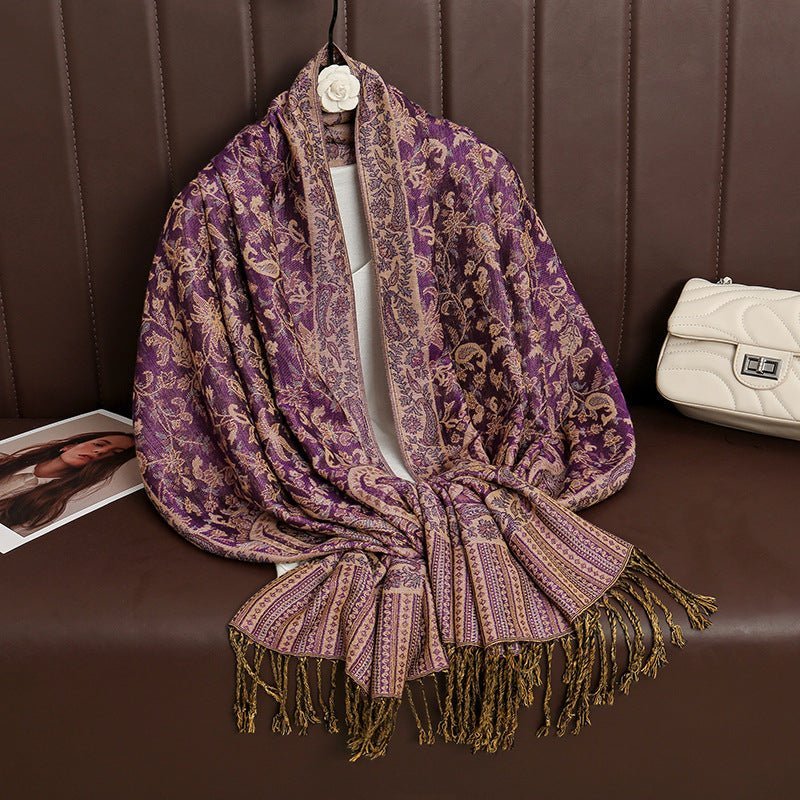 Vintage Shawl Cashew Flower Tassel Hijab (MH101)
