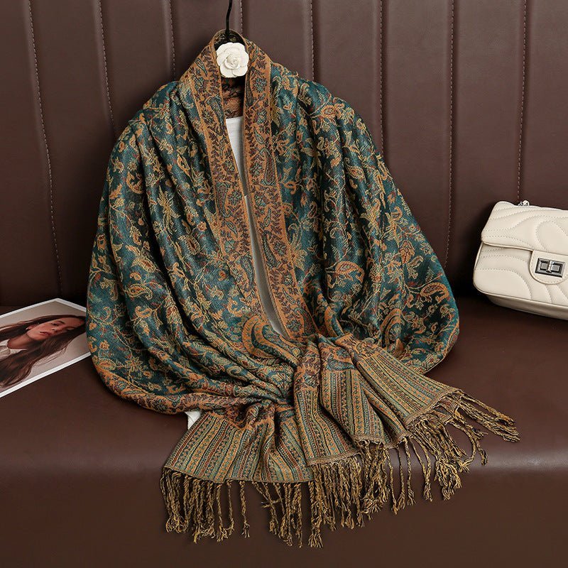 Vintage Shawl Cashew Flower Tassel Hijab (MH101)