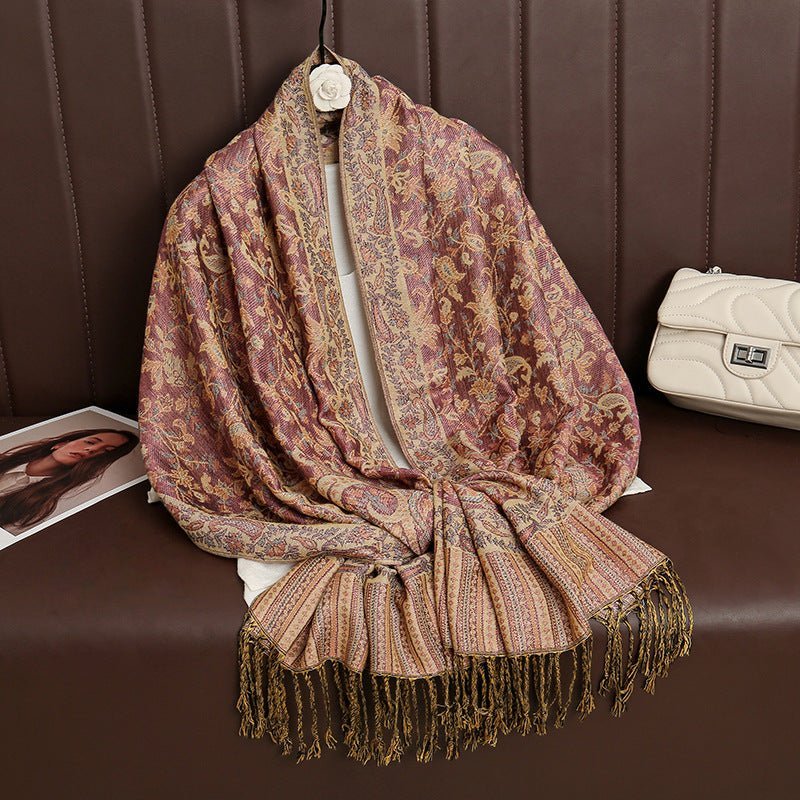 Vintage Shawl Cashew Flower Tassel Hijab (MH101)