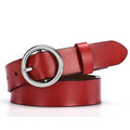 Vintage Simple Round Buckle Female Pin Leather Straps 105CM Belts For Women Unique Design Dresses Jeans Classic Round Waistband
