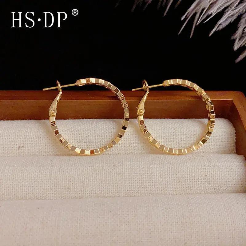 MAC147 Vintage Style Zircon Inlaid Hoop Earrings Elegant