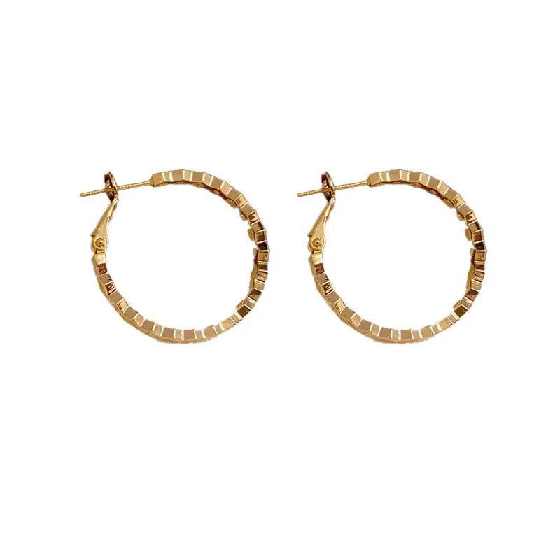 MAC147 Vintage Style Zircon Inlaid Hoop Earrings Elegant