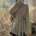 Waffle Knit Robe Cardigan | Belted Oversized Sweater Coat(MS198)