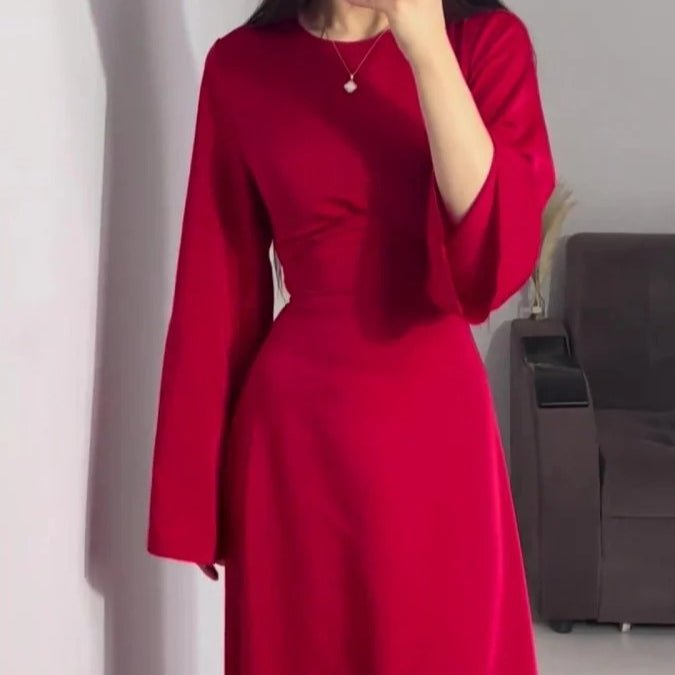 Waist Slim Abaya, Strappy Solid Color Abaya (MA106)