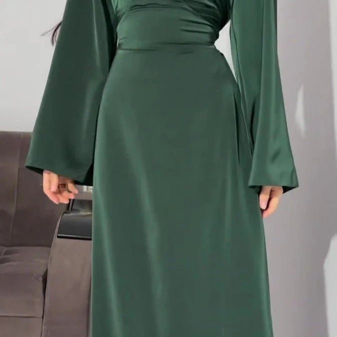 Waist Slim Abaya, Strappy Solid Color Abaya (MA106)