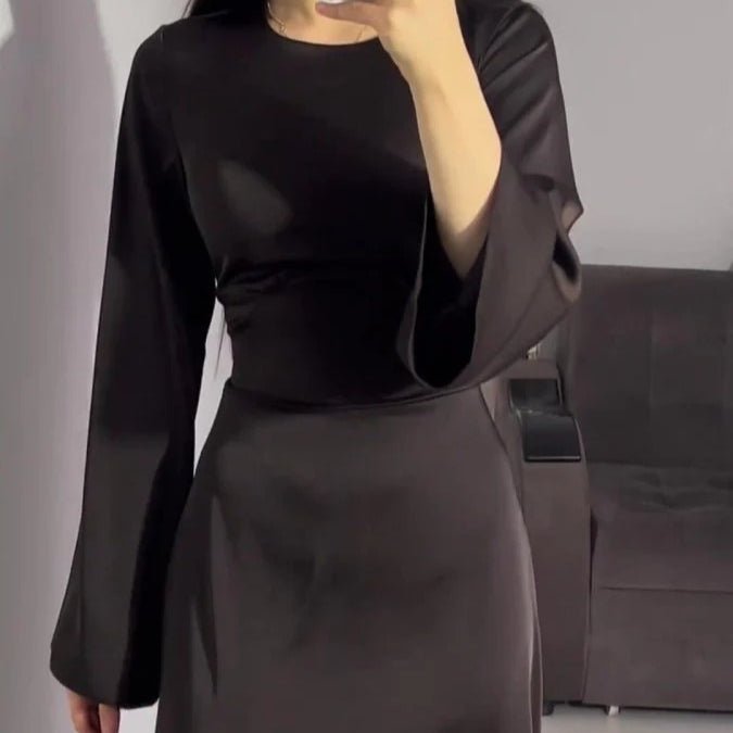 Waist Slim Abaya, Strappy Solid Color Abaya (MA106)