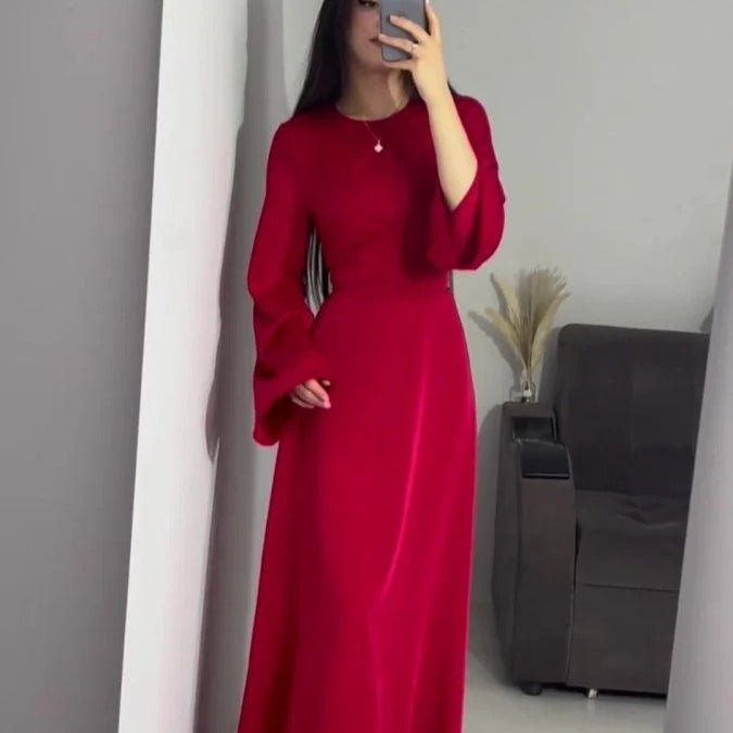 Waist Slim Abaya, Strappy Solid Color Abaya (MA106)