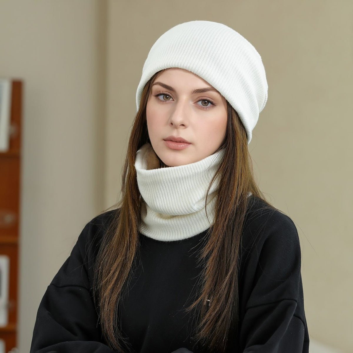 Warm Knit Beanie with Looped Scarf Set (MAC299)