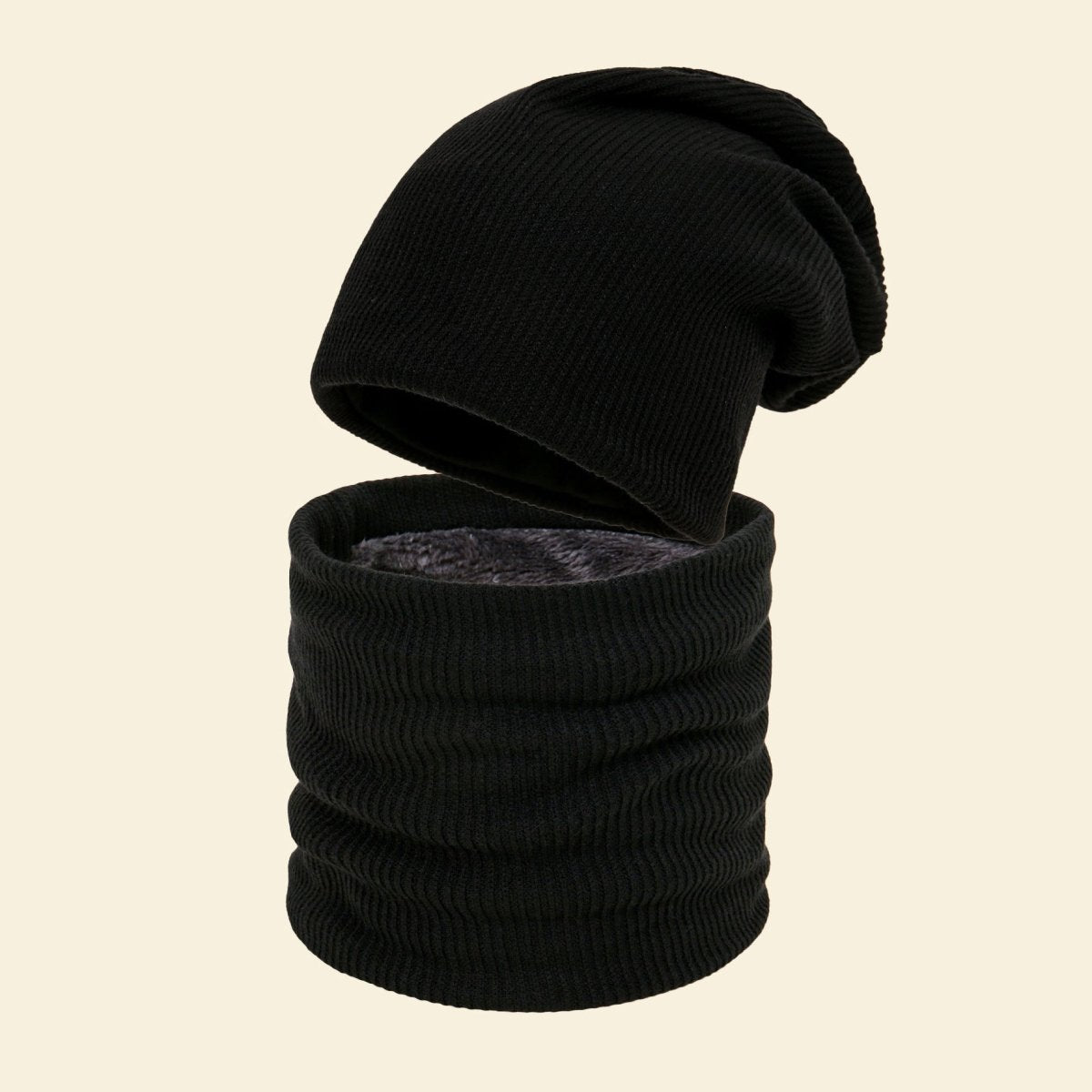 Warm Knit Beanie with Looped Scarf Set (MAC299)